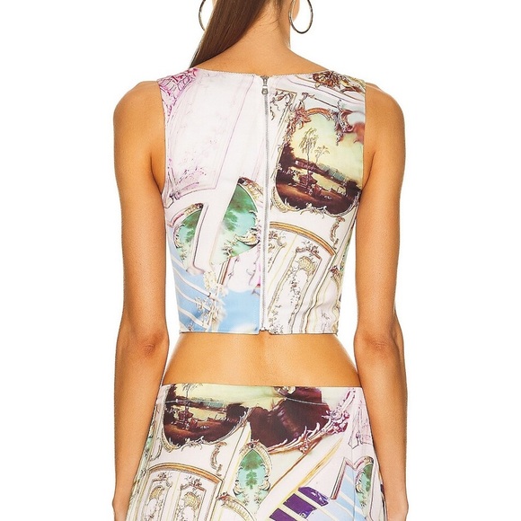 MIAOU CAMPBELL CORSET TOP WITH BUSTIER Boning Colorful Printed Crop Top Medium - Picture 2 of 12
